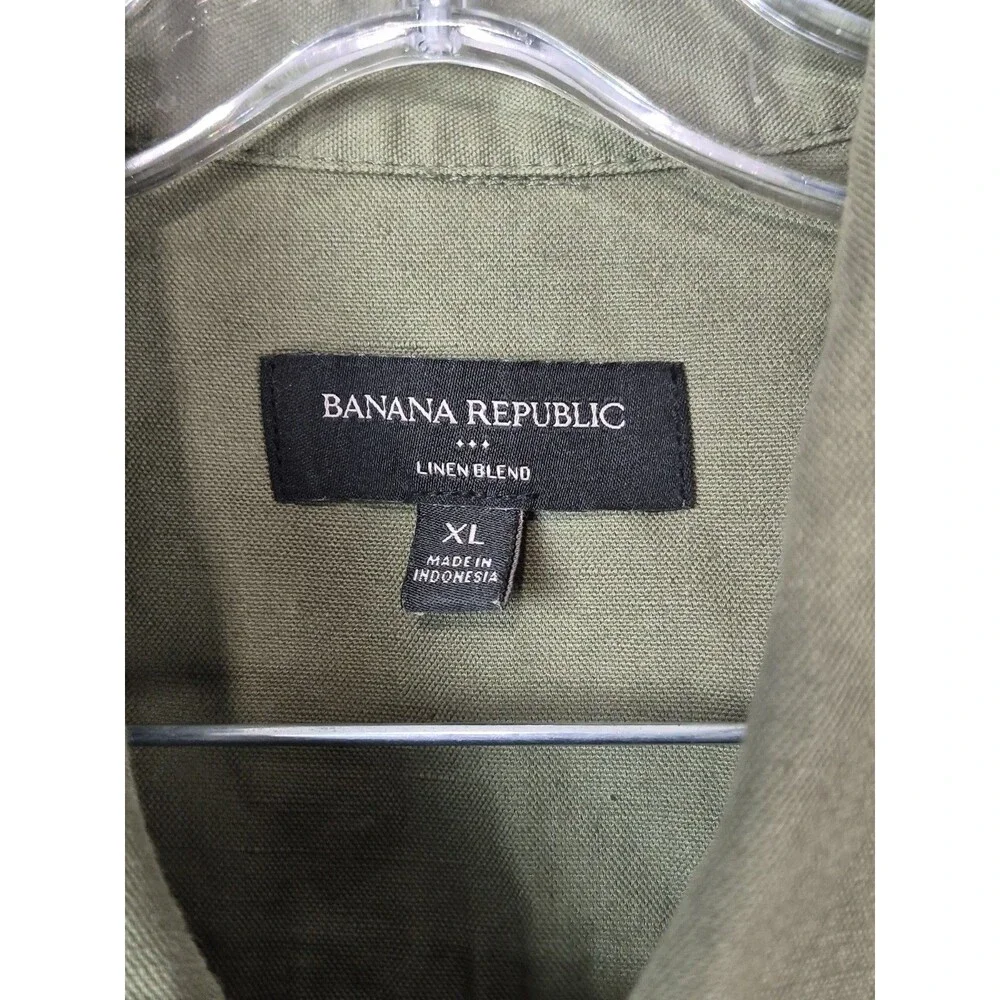 Banana Republic Womens Linen Blend Utility Jumpsuit Green Safari Casual NWOT